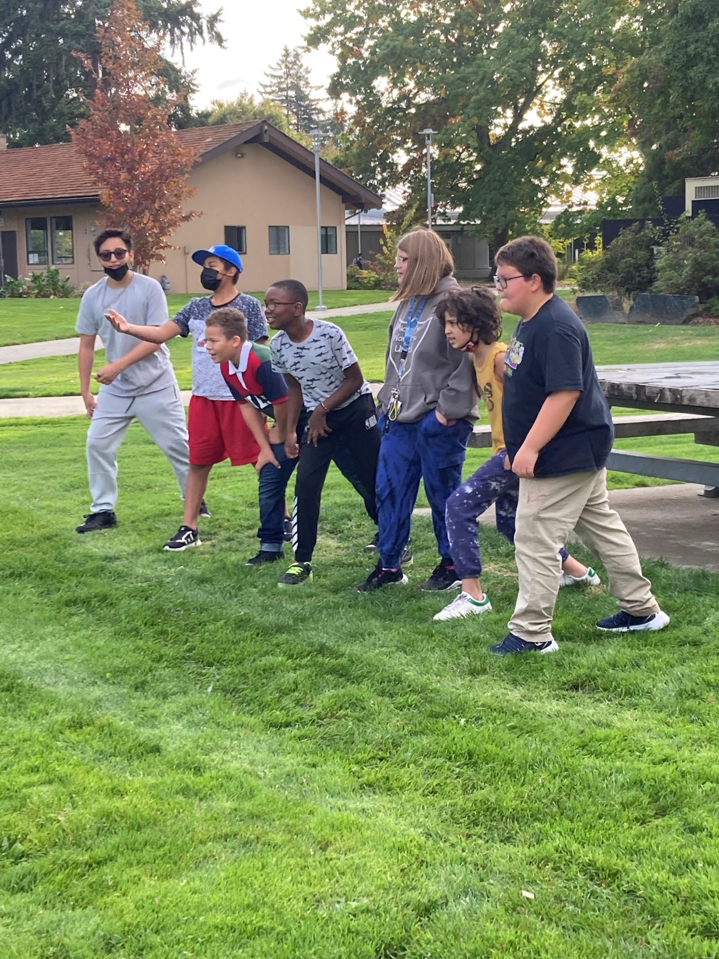 Photo of kids preparing for a race outside